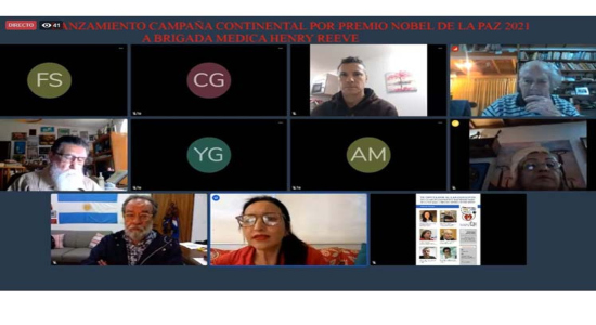 Adolfo Pérez Esquivel, el escritor brasileño Fernando Morais, la diputada venezolana Gladys Requena y el nieto de Salvador Allende Pablo Sepúlveda.