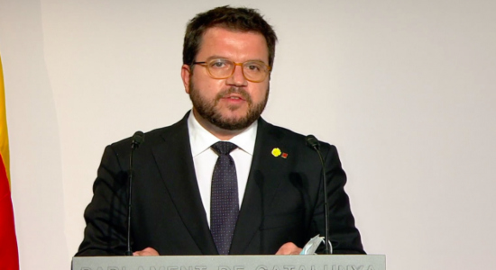 Pere Aragonès, en un momento del acto
