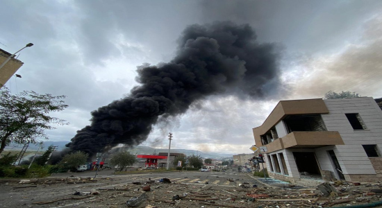 Poblado bombardeado