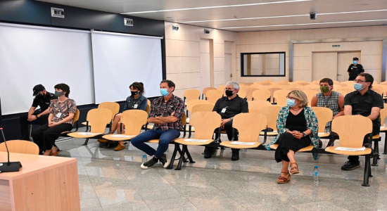 Los procesados, en el interior de la Audiencia Nacional española. (Fernando VILLAR/EFE)