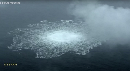 Imagen de la guardia costera de Suecia de la fuga de gas de los oleoductos Nord Stream