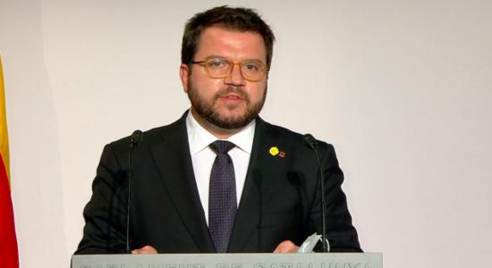 Pere Aragonès, en un momento del acto