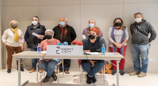 Comparecencia de Egiari Zor, este miércoles en Donostia. (Gorka RUBIO / FOKU)