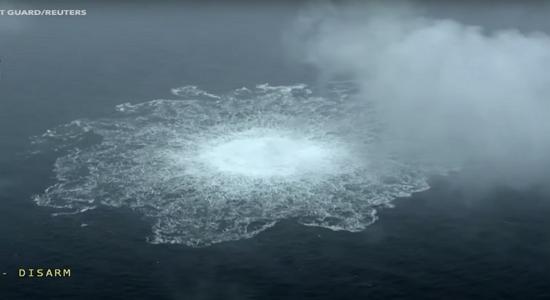 Imagen de la guardia costera de Suecia de la fuga de gas de los oleoductos Nord Stream