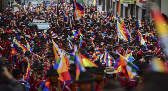 Manifestantes a favor de Evo