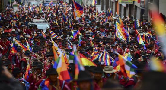 Manifestantes a favor de Evo